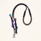 Braided rope phone lanyard and bag strap in Fathom (black & teal), metal swivel and spring clips.